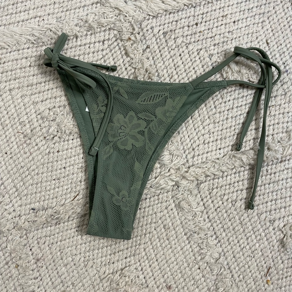 Aerie Olive Lace String Bikini Bottom xs New With Tag - Picture 4 of 5